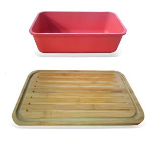 Bread Box Cutting Board Lid with Crumb Catchers