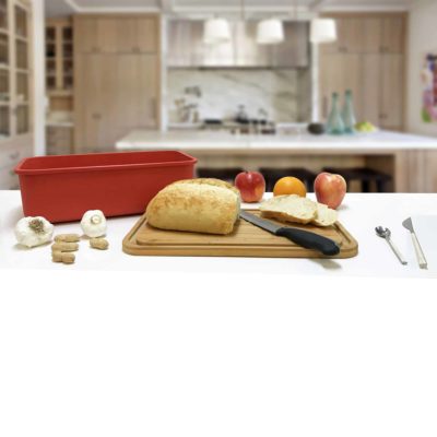 Red Bread Box in Kitchen